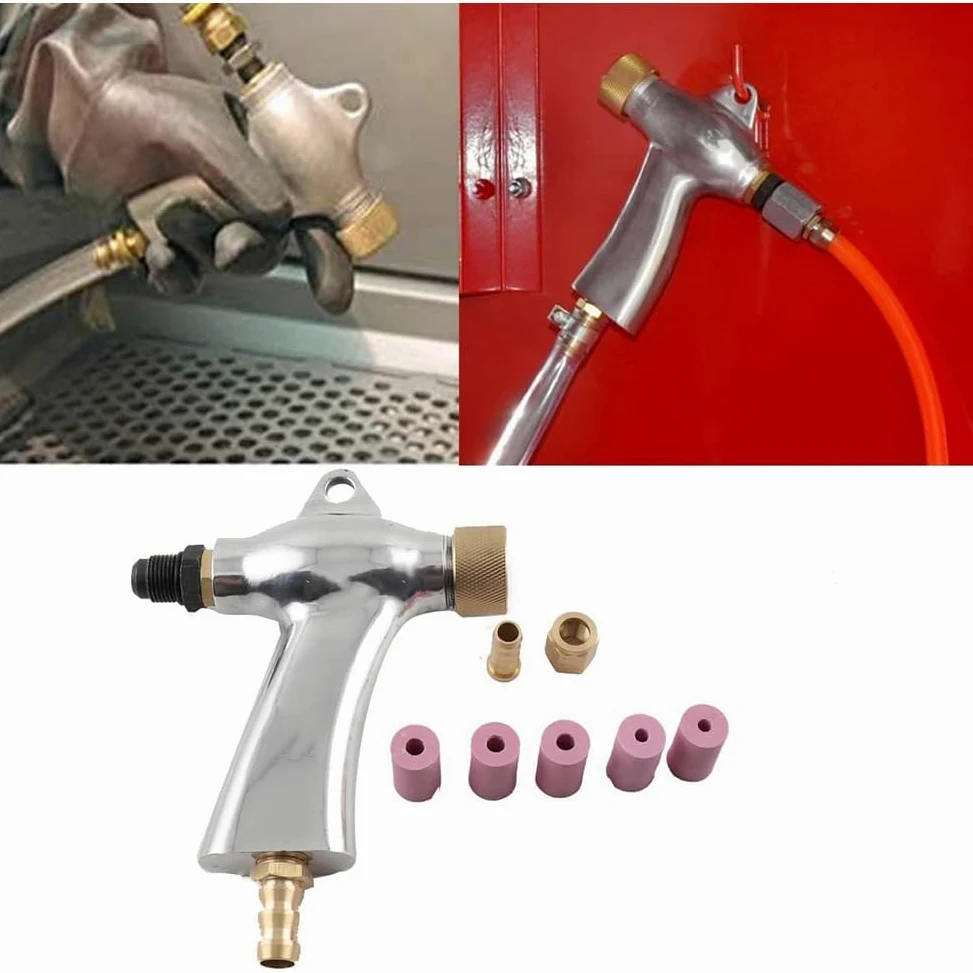 Pistolet Do Piaskowania, Stop Aluminium Pneumatyczny Pistolet Do Piaskowania Zestaw Do Piaskowania Z 5 Dyszami Ceramicznymi Do Piaskowania Szafka Do Piaskowania Silver,One Size