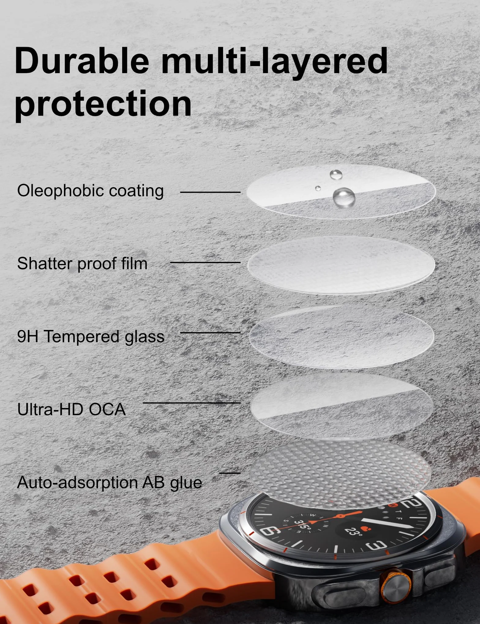 Sinoacc 6-pak ochraniaczy ekranu 47 mm do Galaxy Watch Ultra / Galaxy Watch 6 Classic, szkło hartowane, odporne na zarysowania, pyłoszczelne
