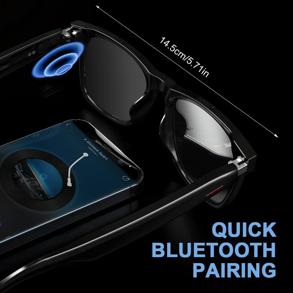 Inteligentne okulary AI z tłumaczeniem w czasie rzeczywistym Bluetooth 110 języków