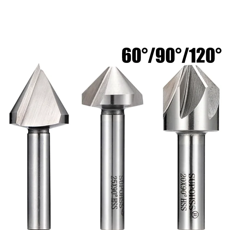 1 sztuk Drillforce 4.5-60mm HSS M2 wiertło rozwiercające 1/3/6/8 rowki 60/90/120 stopni frez do fazowania(Single Flute,35mm(120 Degree))