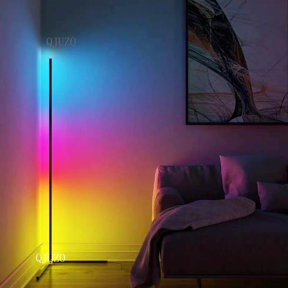 Lampa stojąca LED, ściemniana, z pilotem zdalnego sterowania, 20 W, lampa stojąca do salonu, sypialni, zmiana koloru, światło RGB, bezstopniowa regulacja temperatury barwowej i jasności,