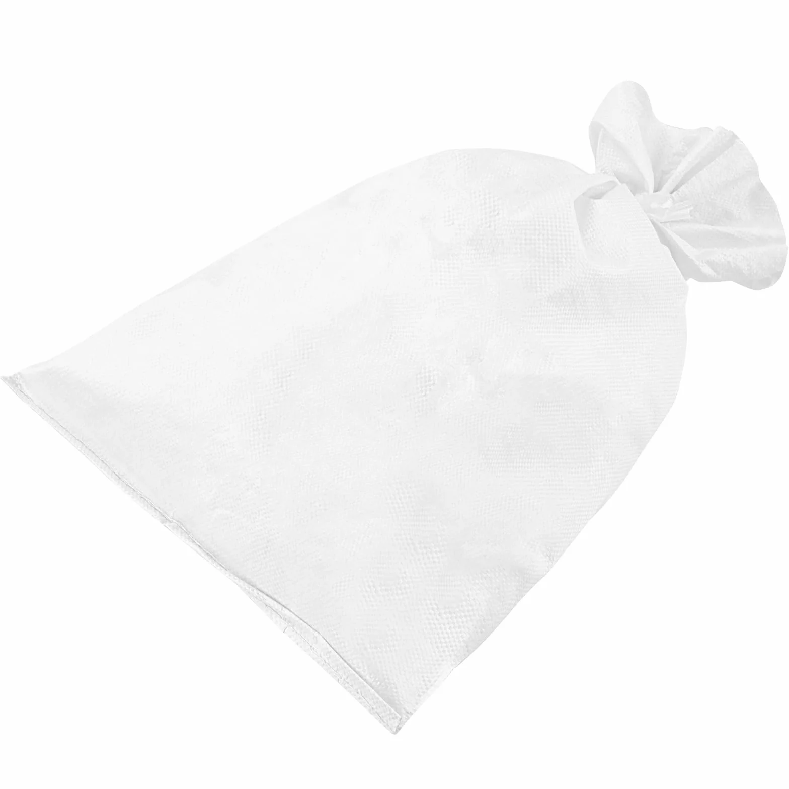 FUNSUEI 60 sztuk białych worków na piasek, 45 x 77 cm, puste worki z tkaniny ze ściągaczem, worek z polipropylenu (PP), worek na piasek do napełniania