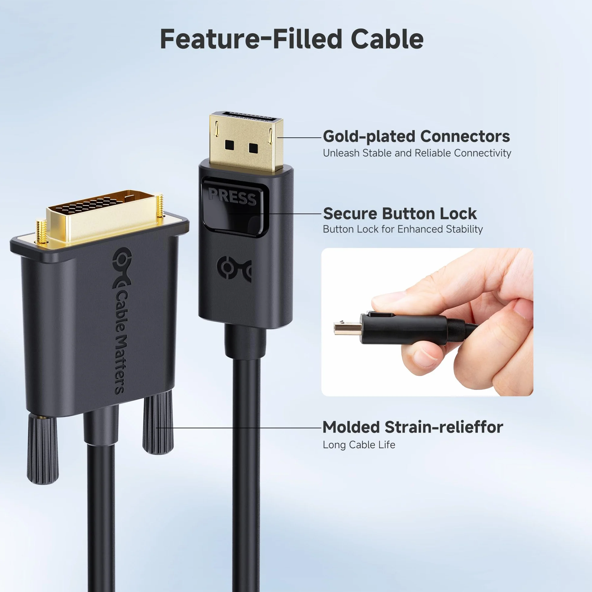Cable Matters Kabel DisplayPort do DVI (kabel DP do DVI) 1,8 m