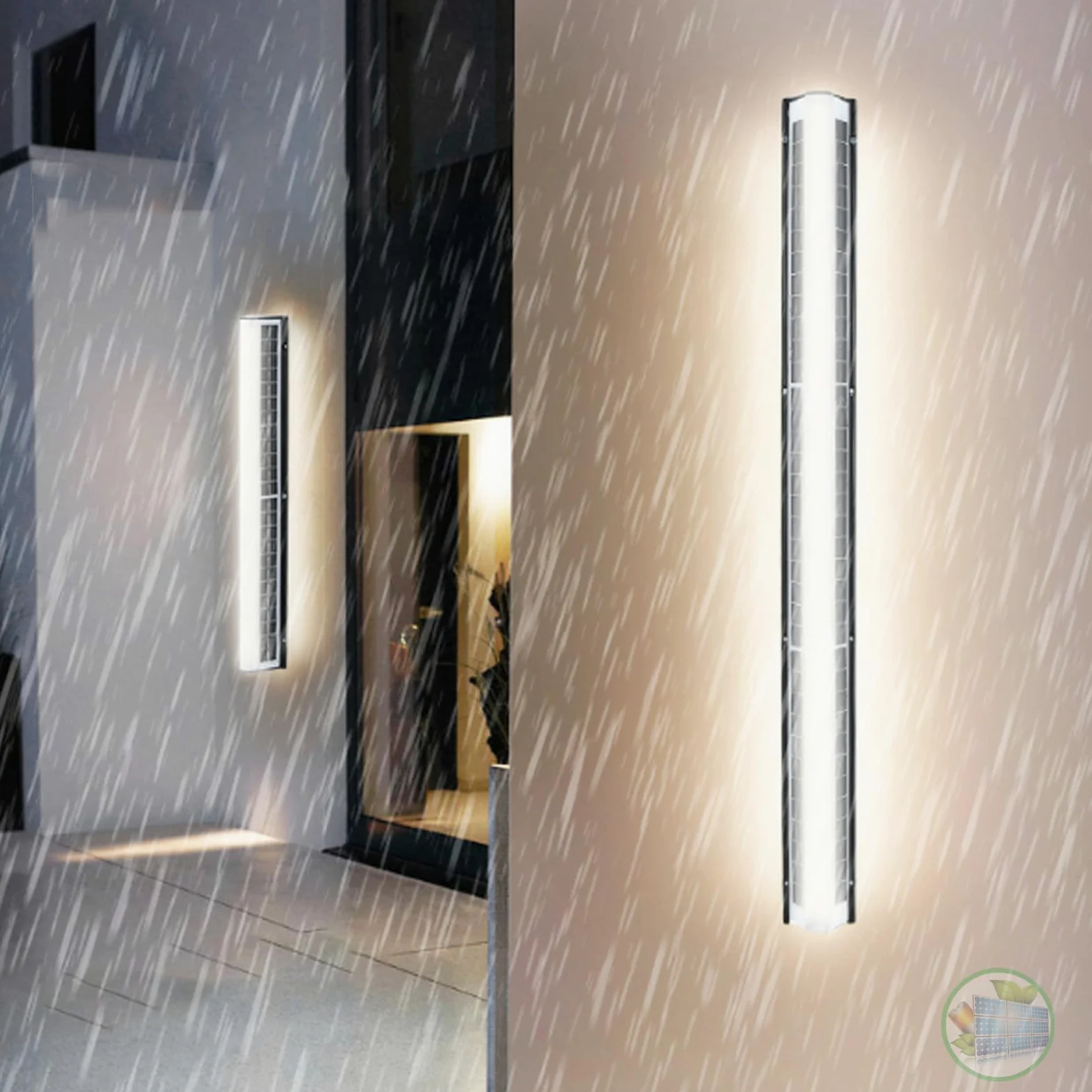 Długa zewnętrzna lampa ścienna LED ładowalna solarna wodoodporna lampa ścienna IP65 z pilotem nowoczesny akrylowy dekoracyjny na taras (60 cm, ciepłe światło)