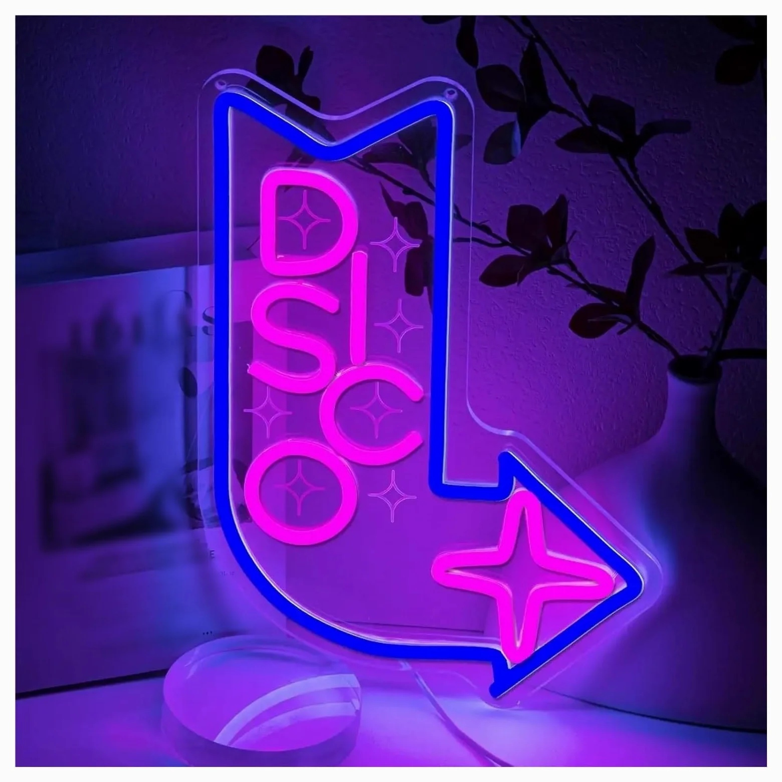 Wiszące neony artystyczne "DISCO"Muzyka Neon Znak Zasilany Przez USB Światło LED Do Baru Klubu Imprezy Bar Wesele Impreza Sypialnia Dekoracja Ścienna 34cmх23.5cm