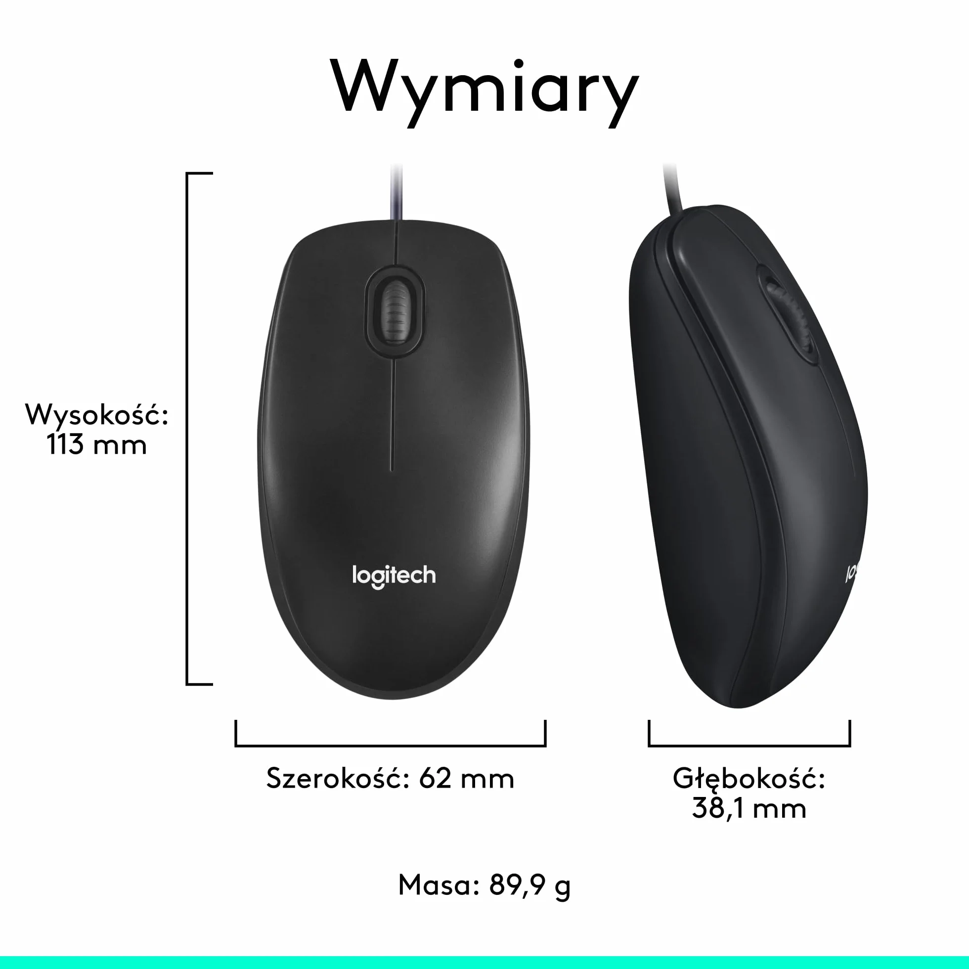 Logitech M100 Mysz przewodowa 1000 DPI Czarny