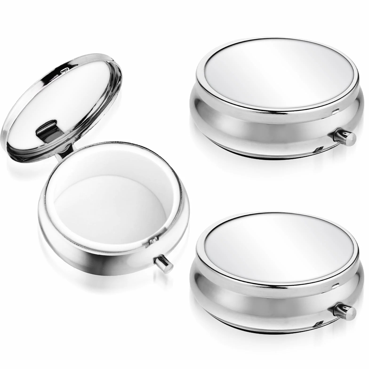 Mini pudełko na tabletki, przenośne podróżne etui na leki, mały metalowy pojemnik na tabletki do przechowywania witamin, leków, oleju rybnego i suplementów do kieszeni lub torebki (1 przegródka
