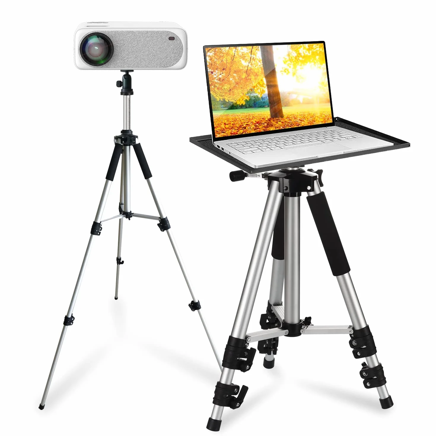 Stojak na projektor, aluminiowy, wielofunkcyjny statyw, stojak na laptopa z regulowanym statywem, projektor do laptopa, 17" do 46", uniwersalny stojak na urządzenie, idealny do montażu lub studia