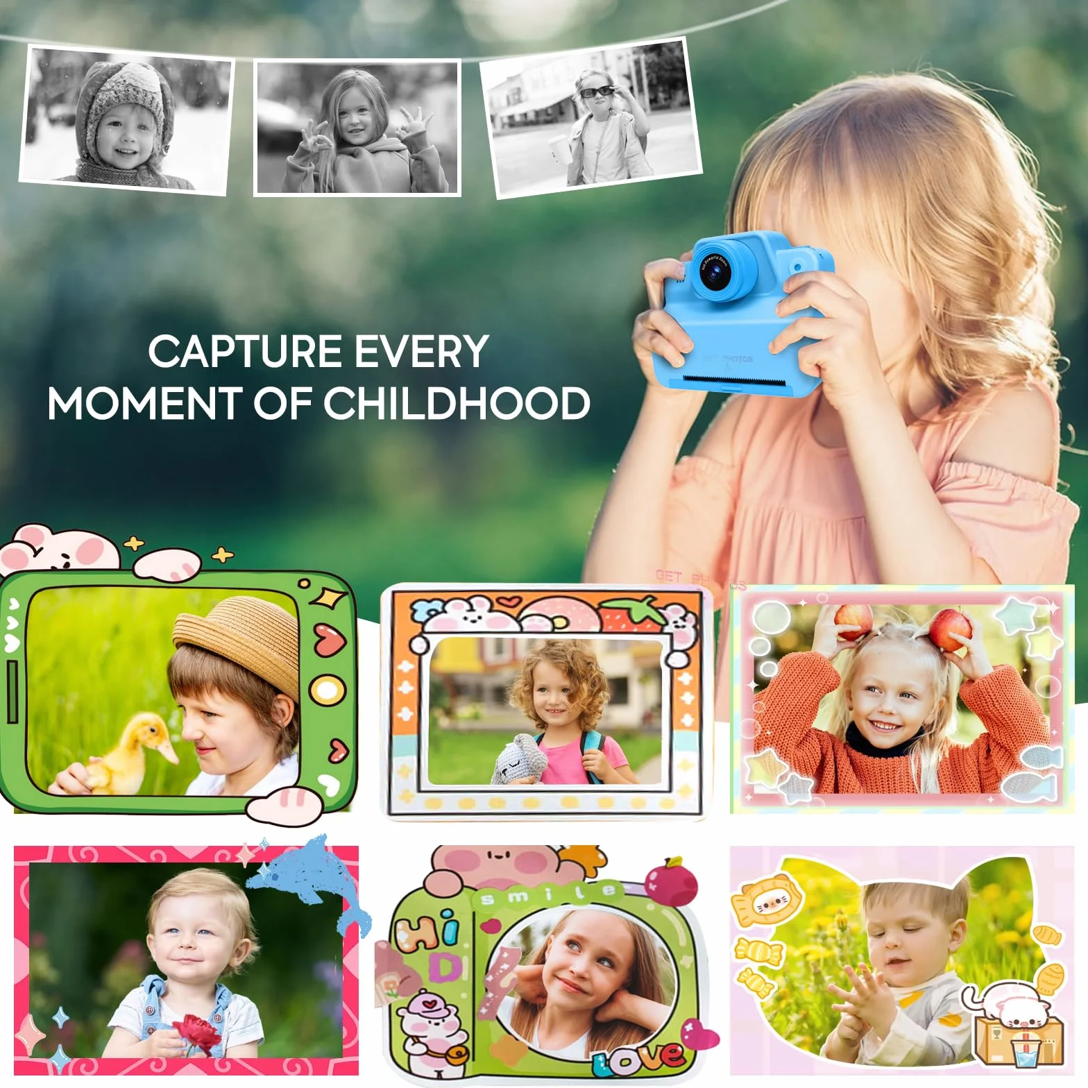 Aparat cyfrowy dla dzieci 1080p HD z drukarką 3 rolki papieru