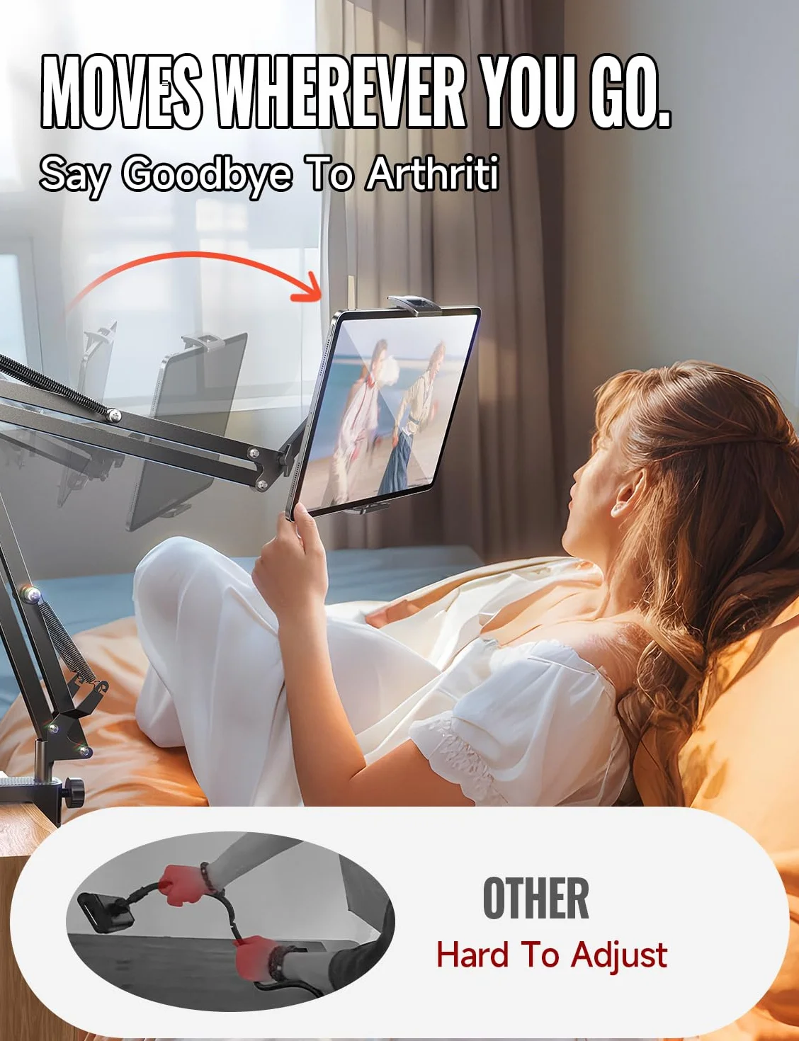 LISEN Uchwyt na tablet regulowany do 4-13 cali do łóżka na Kindle Samsung