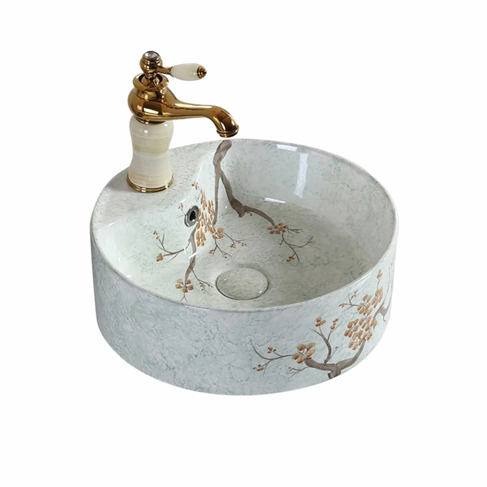 Umywalka Łazienkowa Nablatowa, Prosta Okrągła Ceramiczna Umywalka Łazienkowa, Umywalka Nablatowa, Wysokiej Jakości Ręcznie Malowana Ceramiczna Umywalka Nablatowa, Umywalk