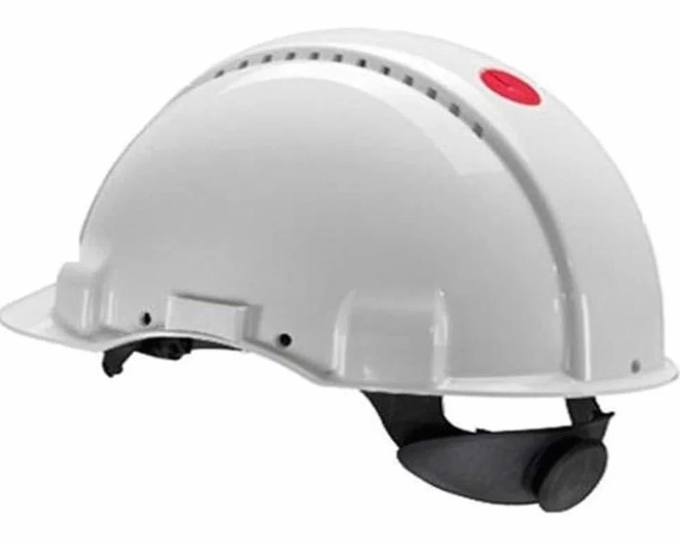 3 M g3001muv1000 V-vi kask G3001, bez wentylacji, dielektryk 1000 V, biały, z Lifebelt Ruletką i paskiem przeciwpotowym ze skóry