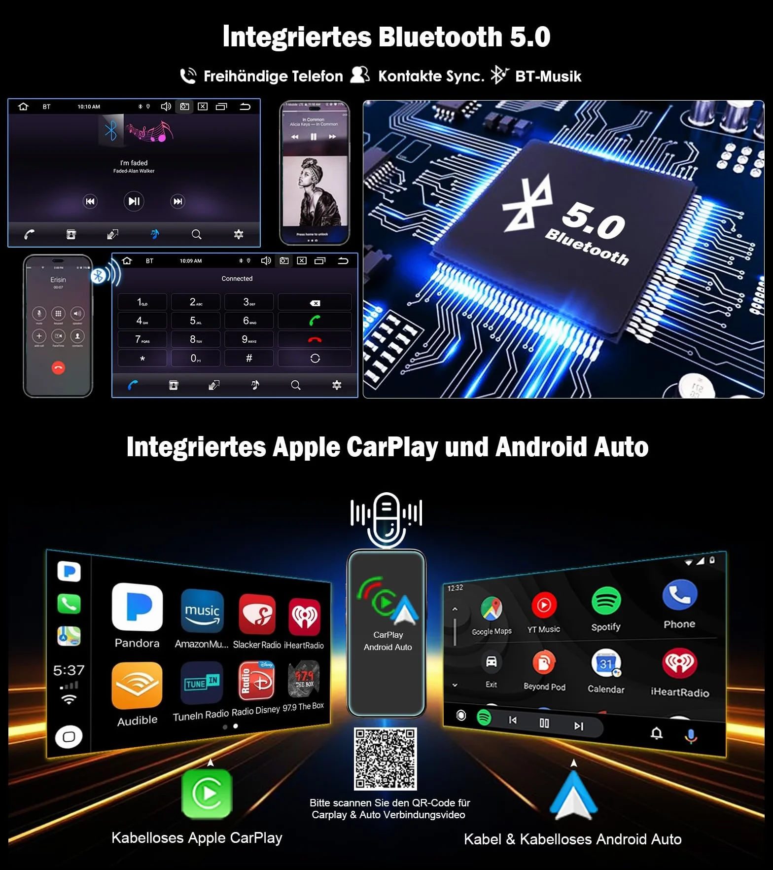 Erisin 8-rdzeniowy 4 GB 64 GB Android 14 GPS radio samochodowe Bluetooth 5.0 nawigacja Fiat 500 2008-2015 7 cali ekran dotykowy bezprzewodowy CarPlay Android Auto WiFi