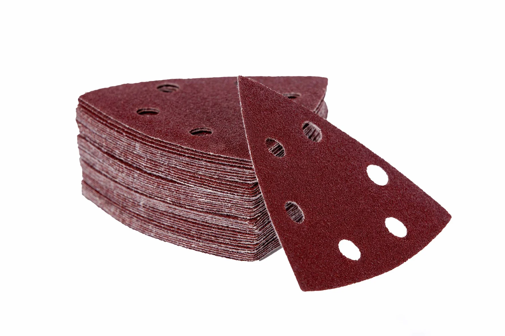 Delta - trójkąty szlifierskie z rzepem, 180 arkuszy, 93 x 93 x 93 mm, 6 otworów, po 30 x ziarnistość 40, 60, 80, 120, 180, 240, do szlifierek delta i szlifierek wielofunkcyjnych, papier ścierny,