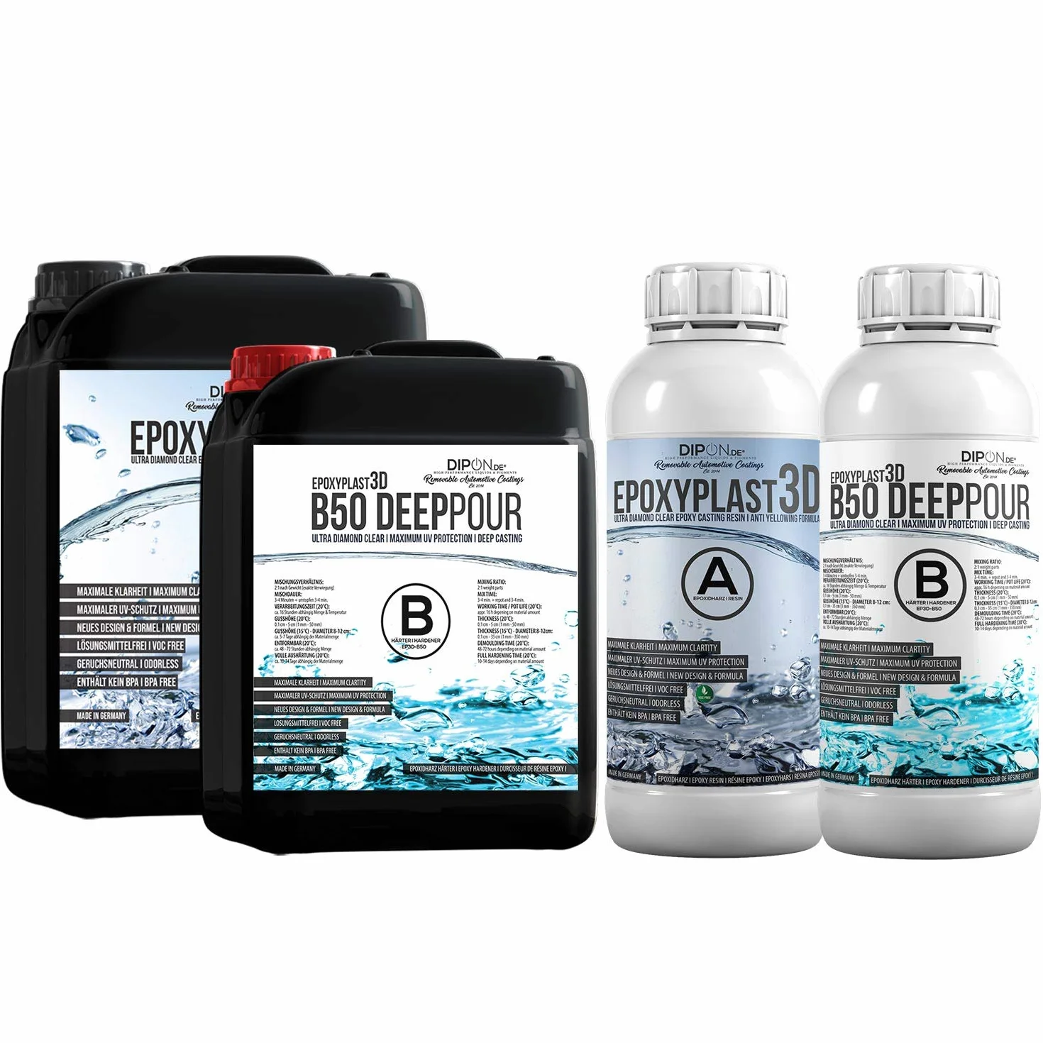 3,0 kg Ultra przezroczysta żywica epoksydowa EpoxyPlast 3D B50 DEEP POUR dwuskładnikowy efekt wody I bardzo dobra ochrona przed promieniowaniem UV Biżuteria I żywica odlewnicza I produkt przezroczysty
