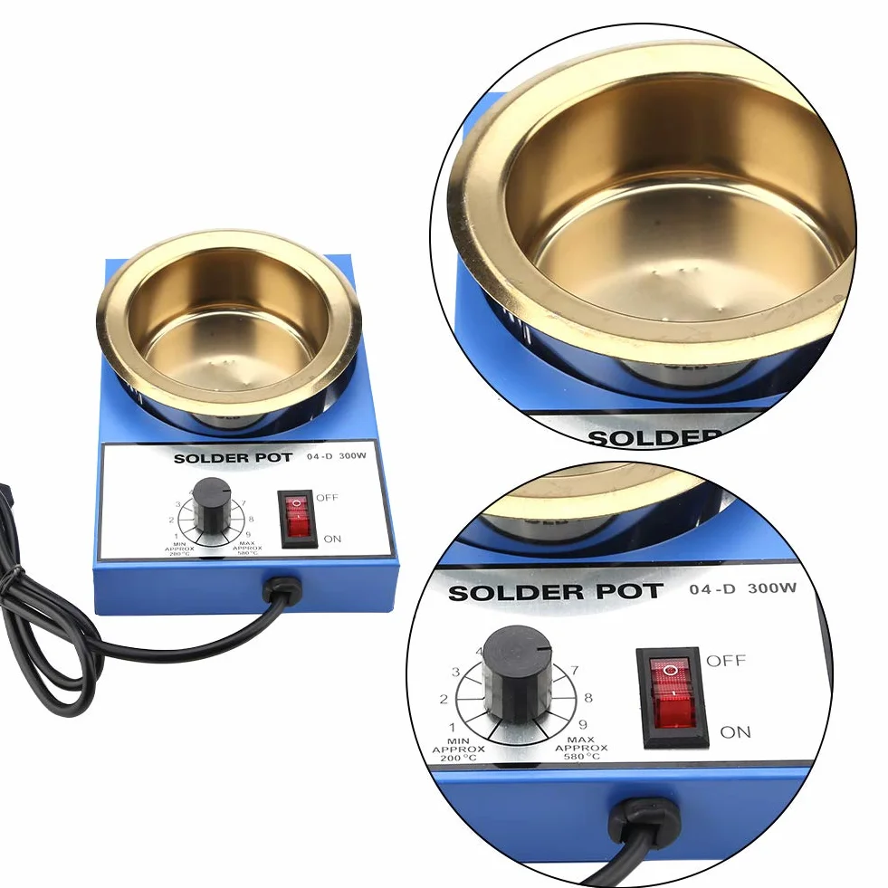 Garnek do lutowania, 220 V, 100 mm, rozlutownica, piec do wytapiania, tygiel do lutowania, kąpiel lutownicza, garnek do topienia, wtyczka UE (300 W)