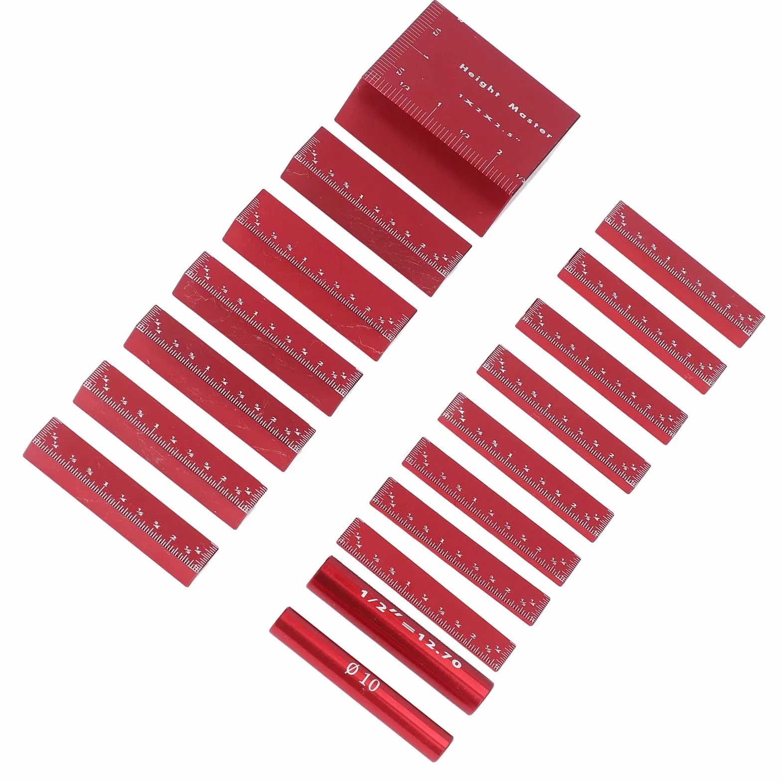 17 Szt. Aluminiowy Zestaw Linijek Do Routera I Piły Stołowej, Blok Pomiarowy Do Obróbki Drewna Z Prętem Nastawczym, Odpowiedni Do Dokładnego Cięcia I Regulacji.