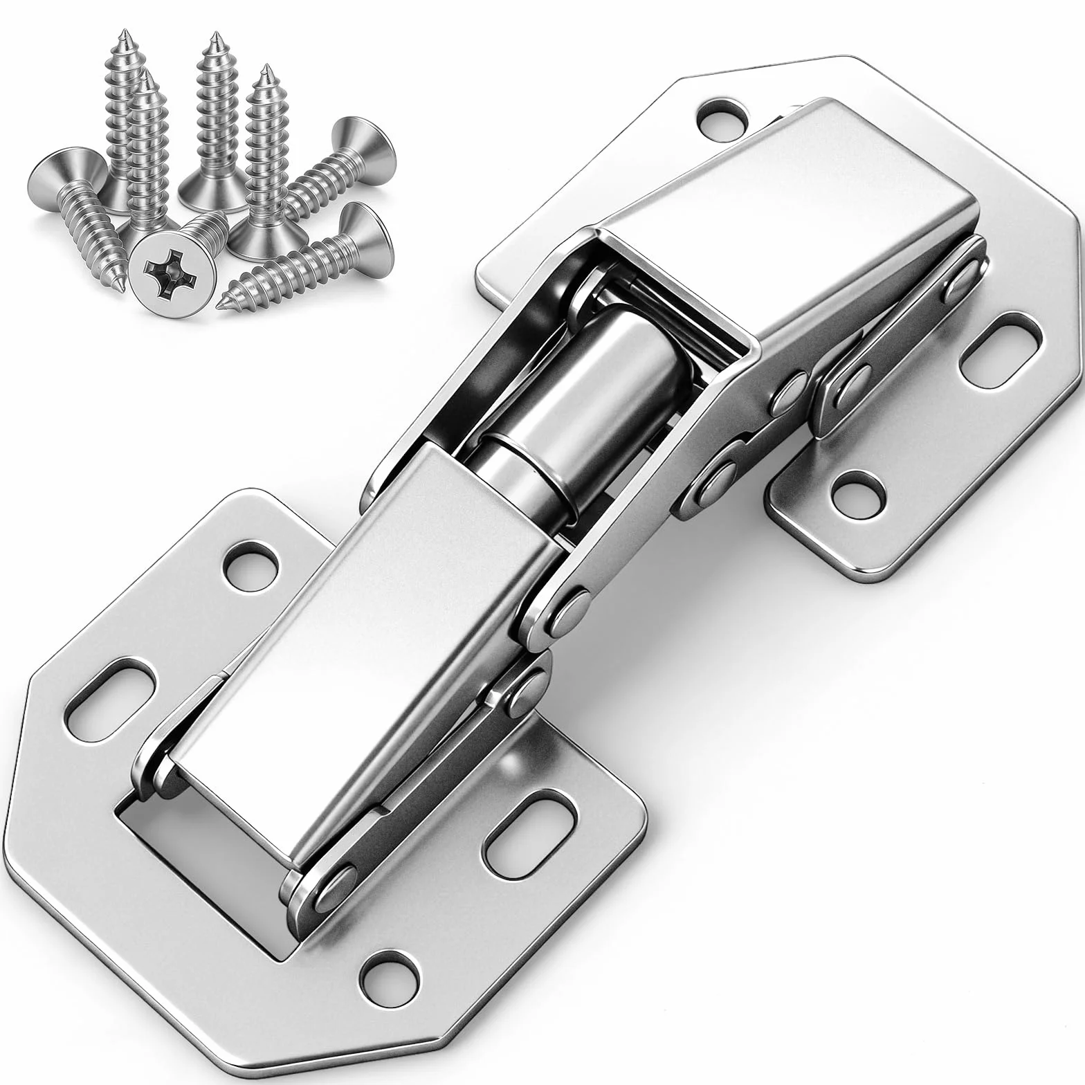 8 szt. Zawias hydrauliczny do drzwi szafki kuchennej, 90 stopni, nie wymaga szczeliny, miękkie zamykanie zawias ze stali nierdzewnej