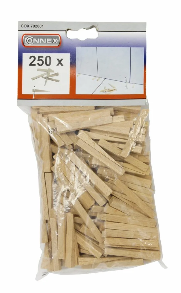 Connex COX792001 kliny do płytek z drewna bukowego, beżowe, zestaw 250 sztuk