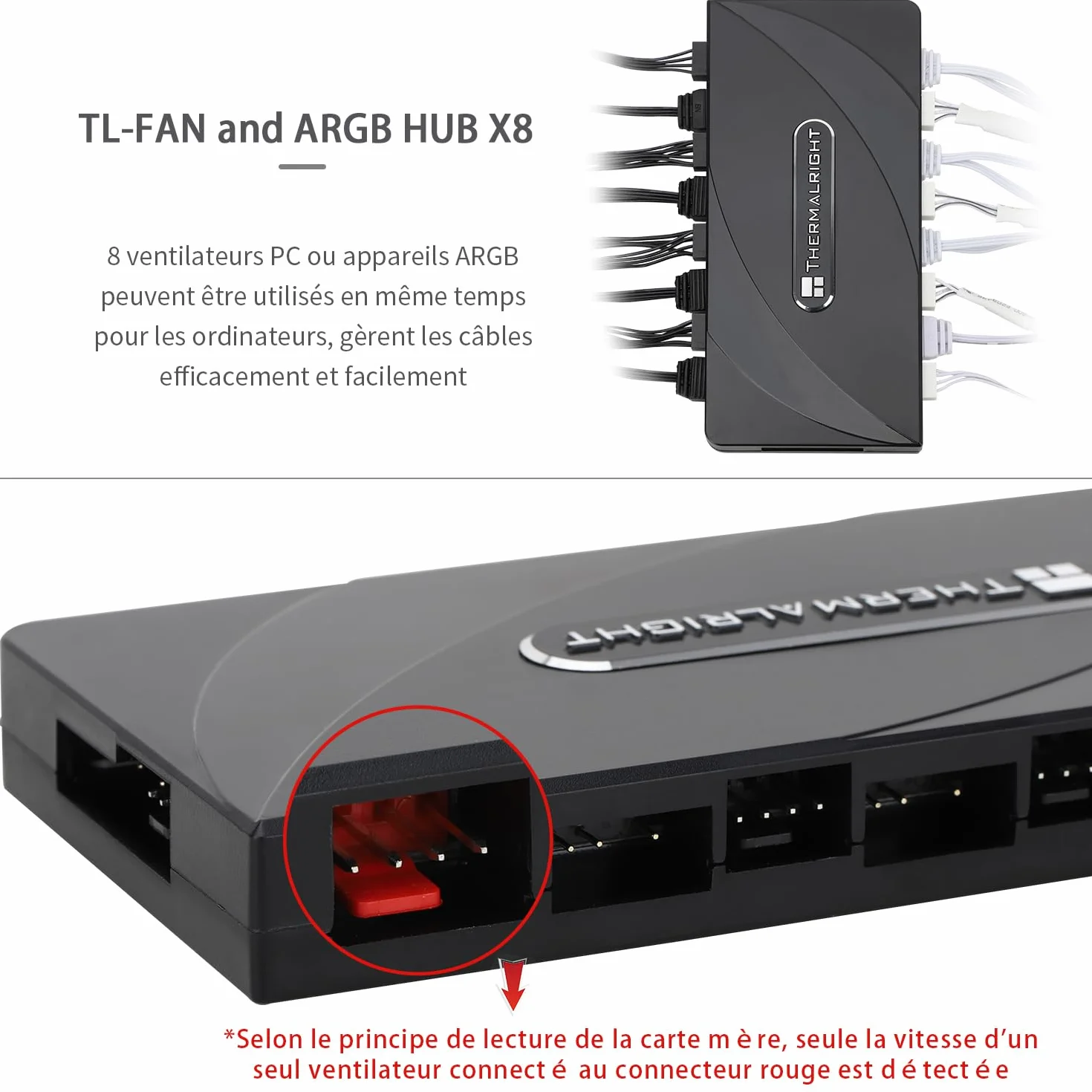Thermalright TR FAN i ARGB HUB × 8 ARGB/PWM, zasilacz sieciowy, obsługa 8 grup wentylatorów, 8-portowy wentylator PC PWM i kontroler