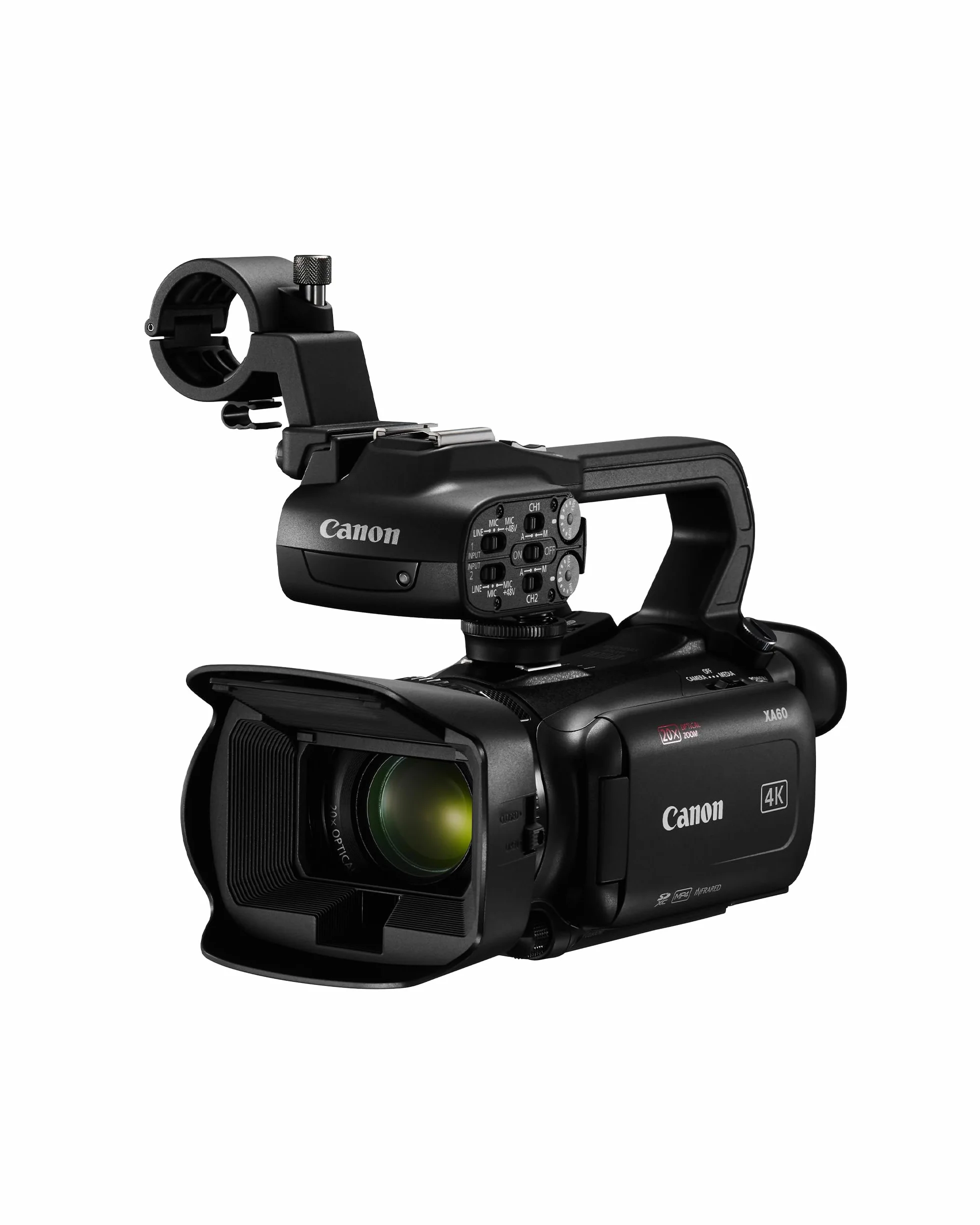 Canon XA60 4K Full HD (kamera UHD Zoom 20x, czujnik CMOS typu 1/2,3, automatyczna ostrość, 5-osiowa stabilizacja obrazu, wyjście HDMI, 3,5-calowy wyświetlacz LC, transmisja UVC) Czarny