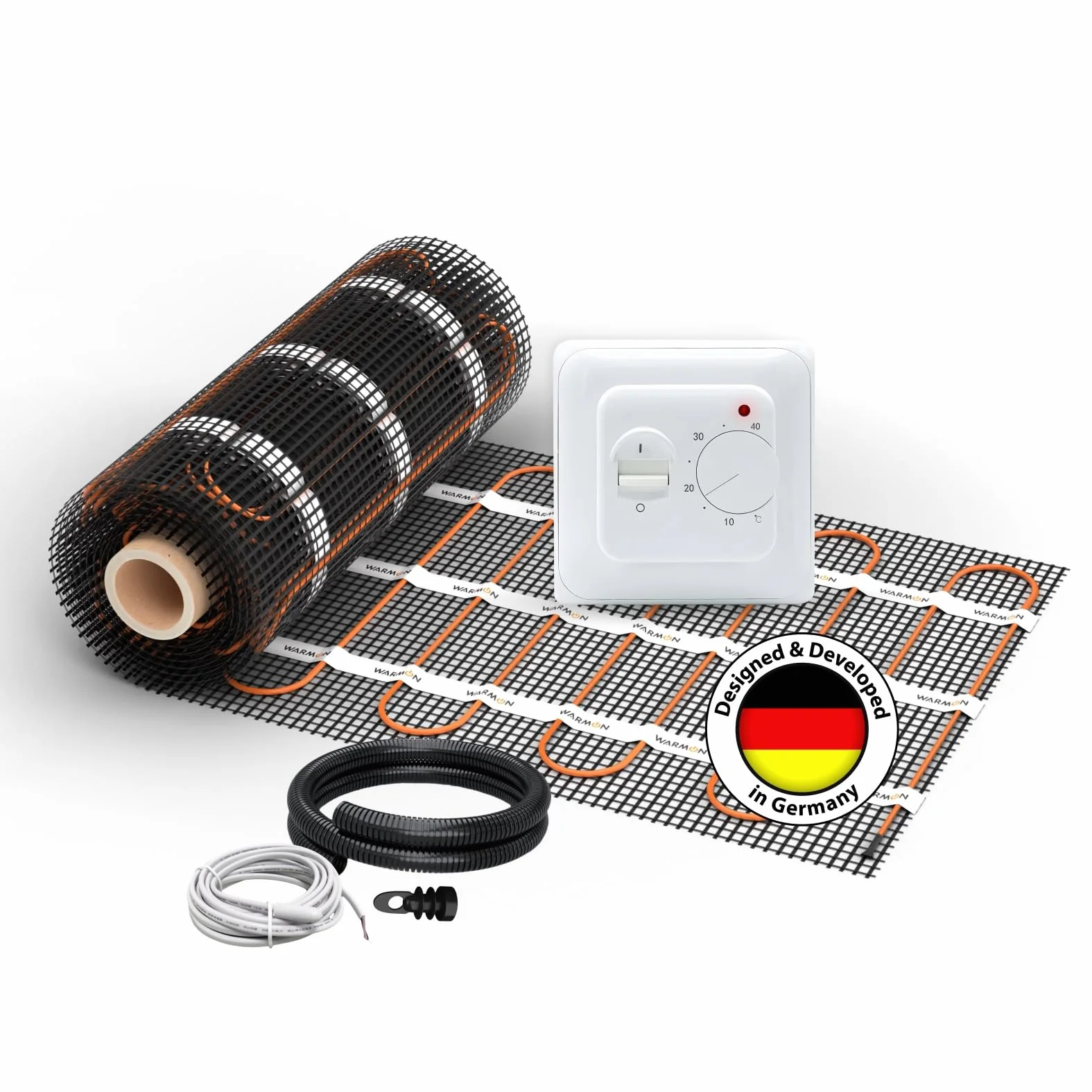 2 x maty grzewcze WARMON CLASSIC 150 W/m² (12 + 8 m²) w zestawie termostat pokojowy TS 25 analogowy - 20 m², termostat: , rozmiar maty: 1,5 m²