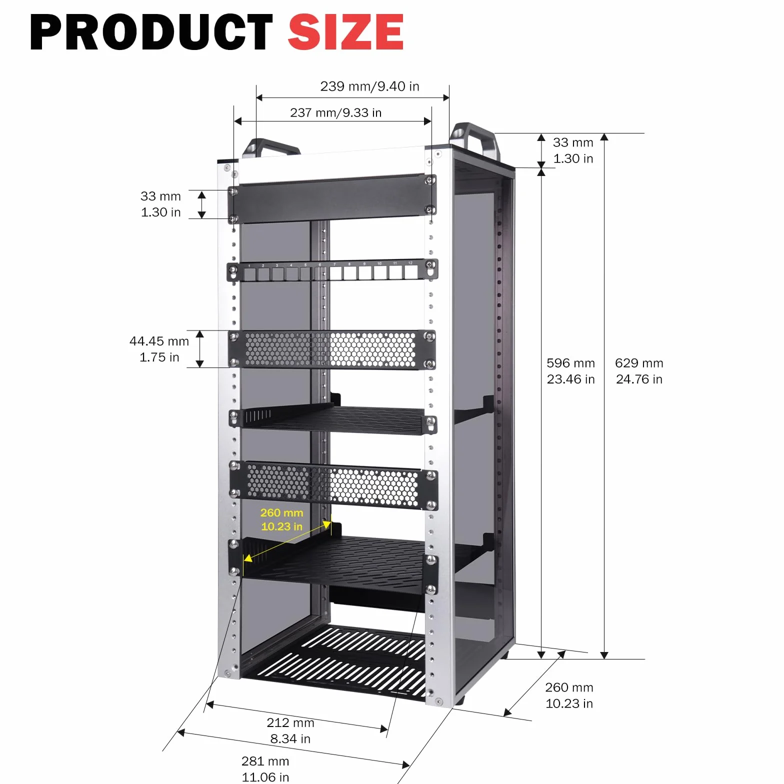 DeskPi RackMate T2 10-calowa szafa serwerowa 12U mini rack 260 mm srebrny