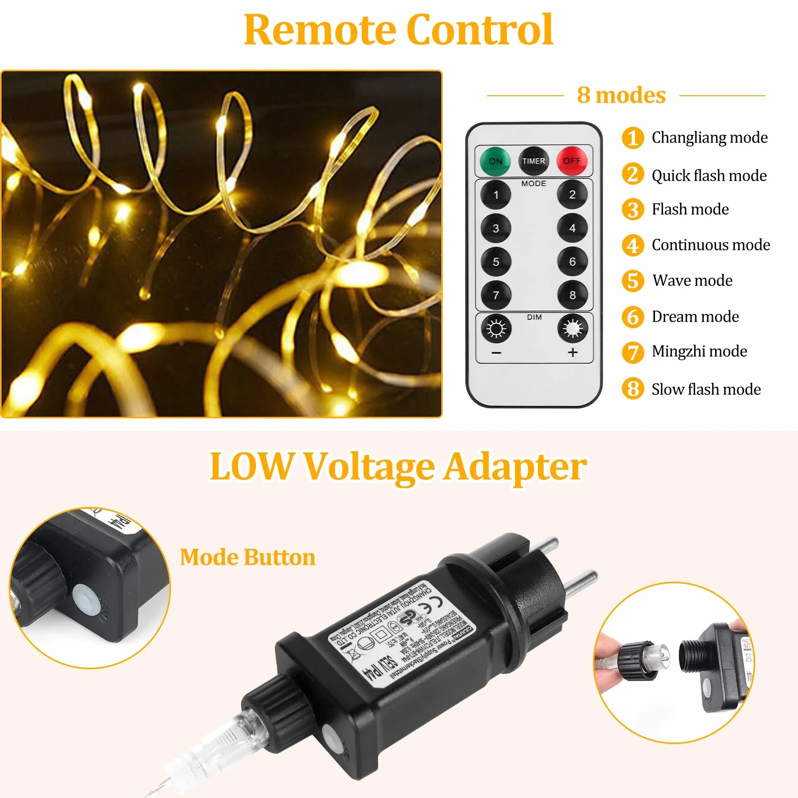 Mineup Wąż świetlny na zewnątrz, 100 m, 100 diod LED, wodoodporny, do użytku na zewnątrz, z pilotem zdalnego sterowania i timerem, 8 trybów, wąż LED 24 V, do użytku na zewnątrz, na imprezę, wesele,