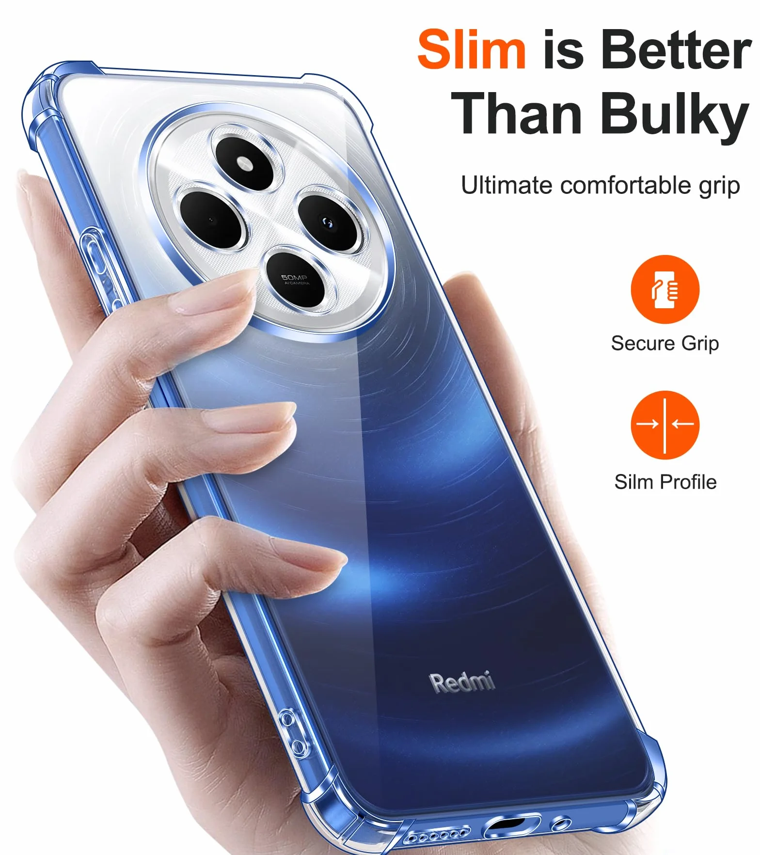iVoler Etui 4 w 1 do Xiaomi Redmi 14C 4G Poco C75 z 3 szkłami hartowanymi przezroczysta odporna na wstrząsy obudowa silikonowa TPU