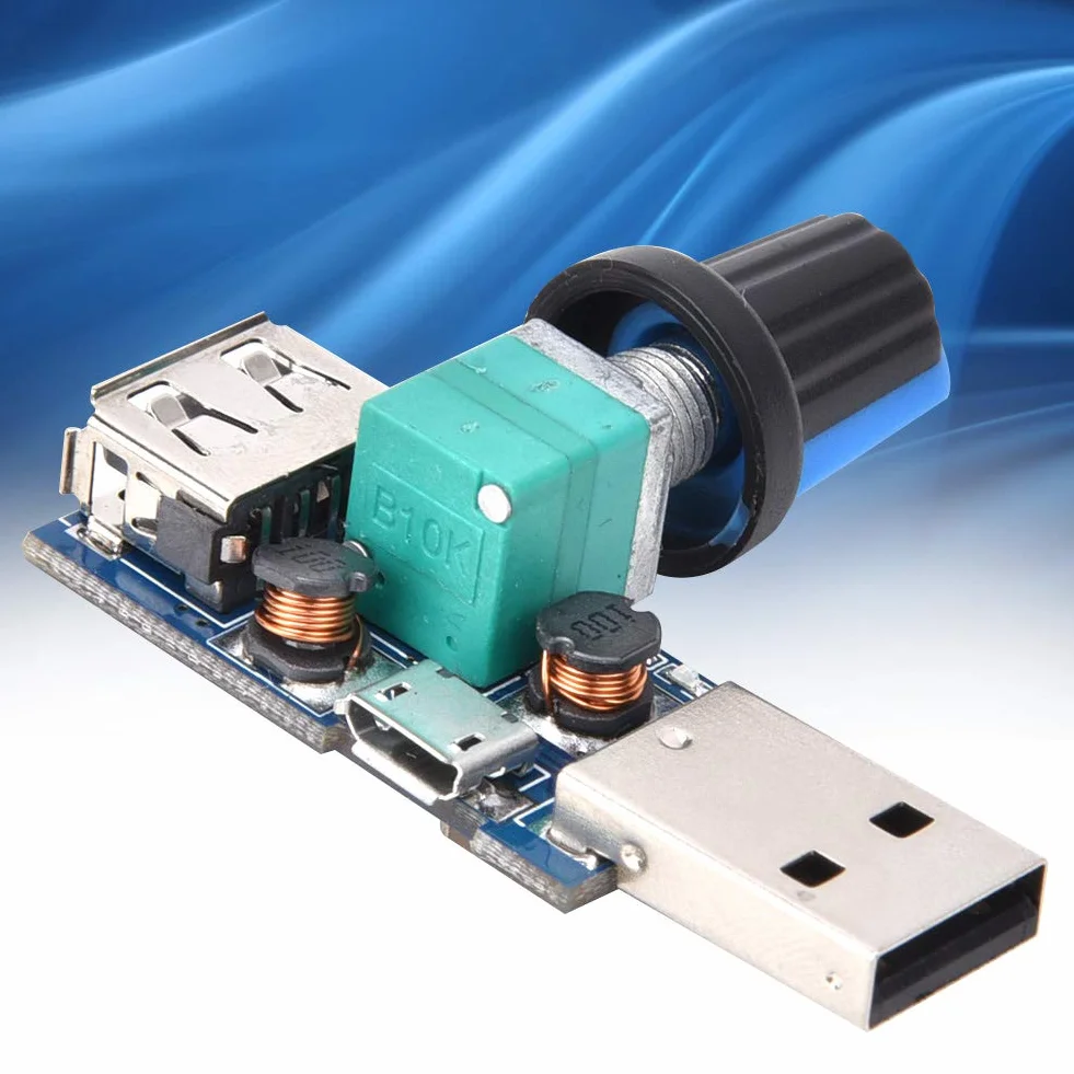 Regulator Prędkości Wentylatora USB DC 4-12V 5W Aluminium Bezstopniowy
