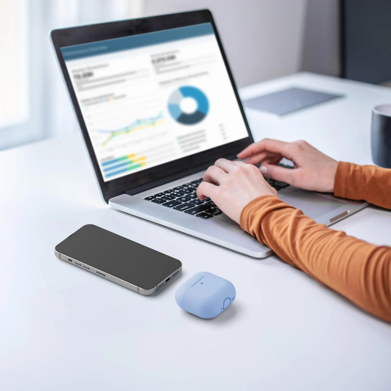 Etui silikonowe do AirPods 4 generacji 2024, odporne na wstrząsy, błękitne