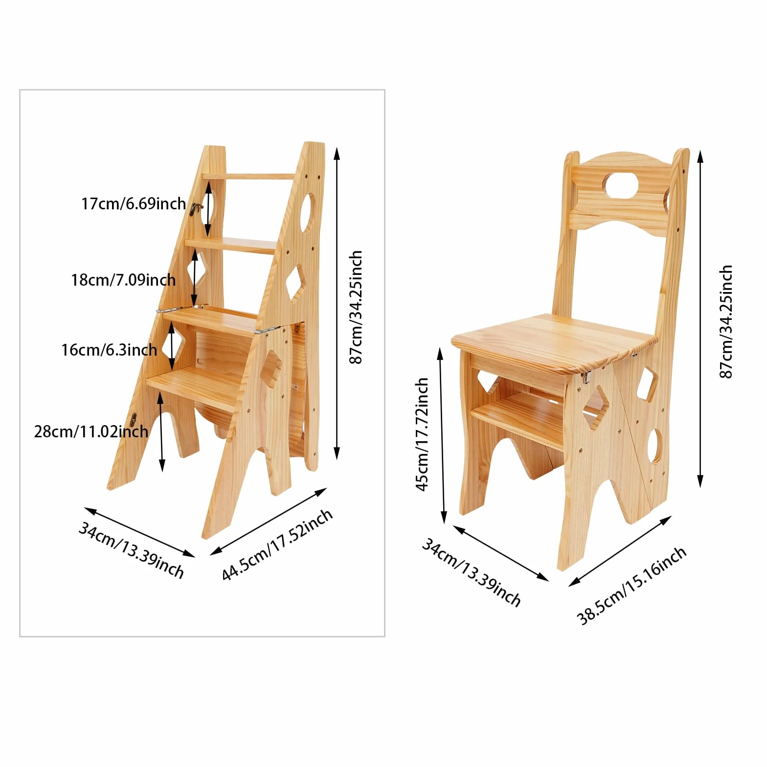 Składane krzesło biblioteczne 4-stopniowy taboret z drewna sosnowego nośność 100 kg