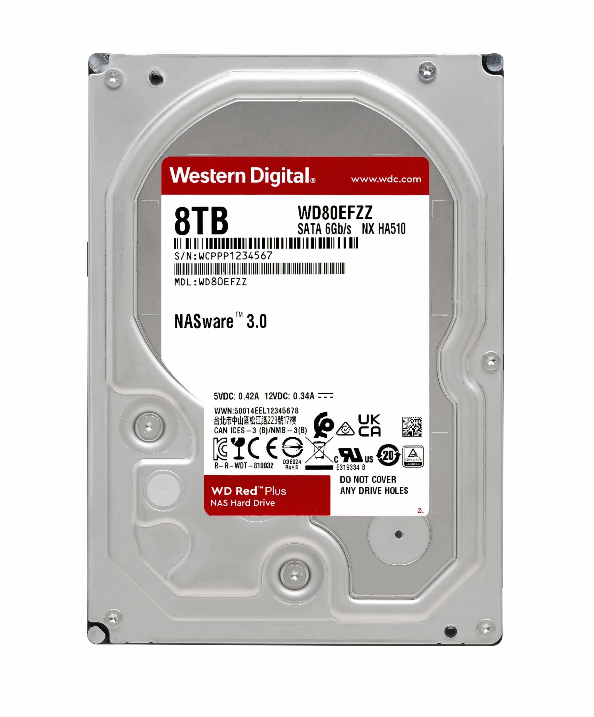 WD Red Plus 8TB wewnętrzny dysk twardy 3,5" NAS 5400 RPM SATA 6 Gb/s CMR 128MB Cache