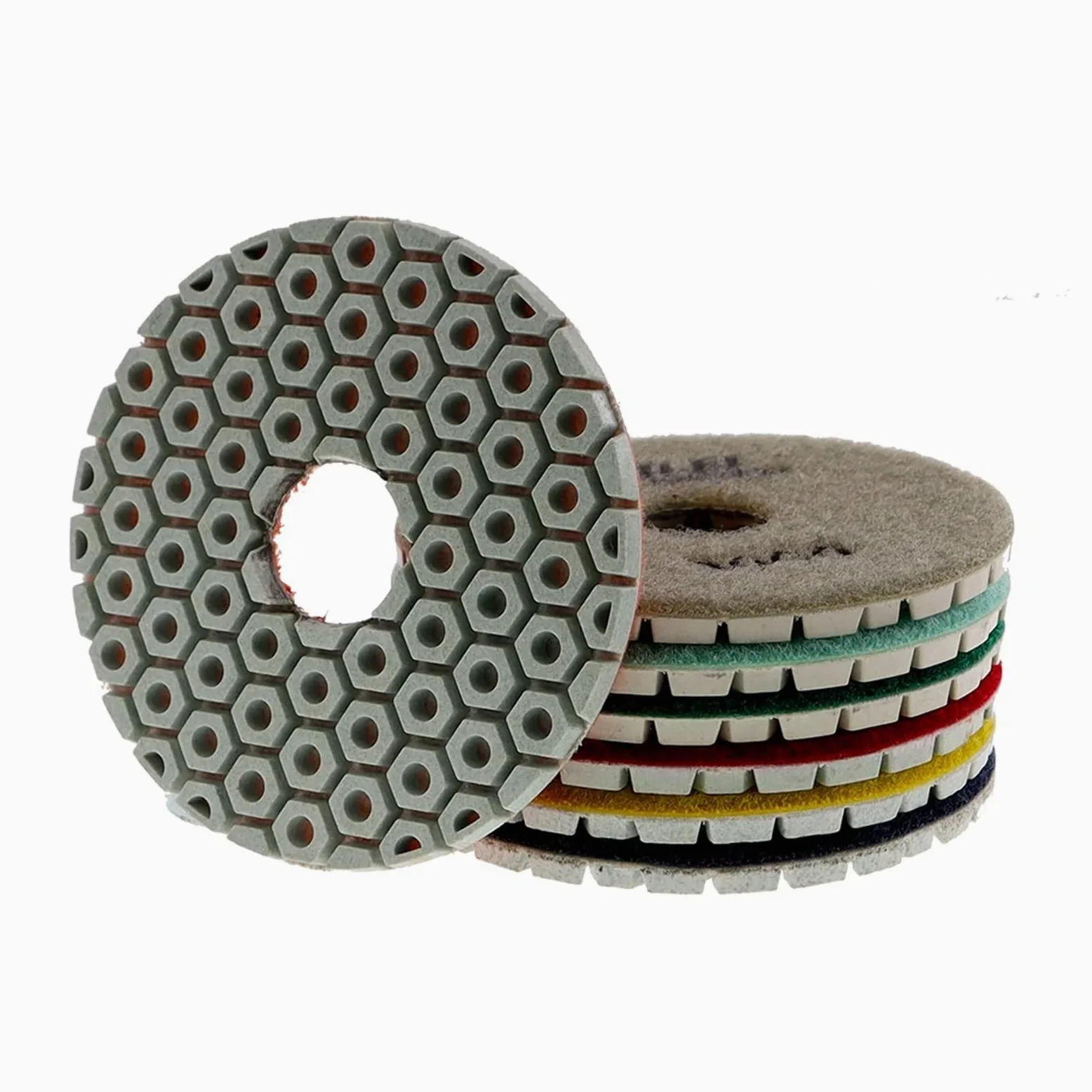 7 sztuk/zestaw Super 4-calowe podkładki polerskie na sucho/mokro 100mm nakładka polerska do granitu marmuru kamienne tarcze szlifierskie do betonu(50_7 PCS_4 INCHES)