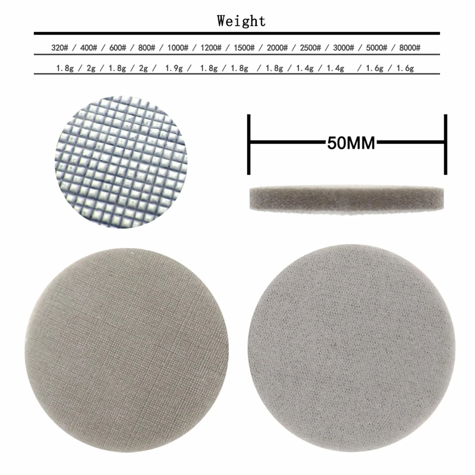 2-calowe gąbkowe tarcze ścierne – 50 mm papier ścierny z rzepem do polerowania na mokro i sucho – gradacja 320–8000 do samochodów, drewna i metalu(15 Pcs 2500 Grit)