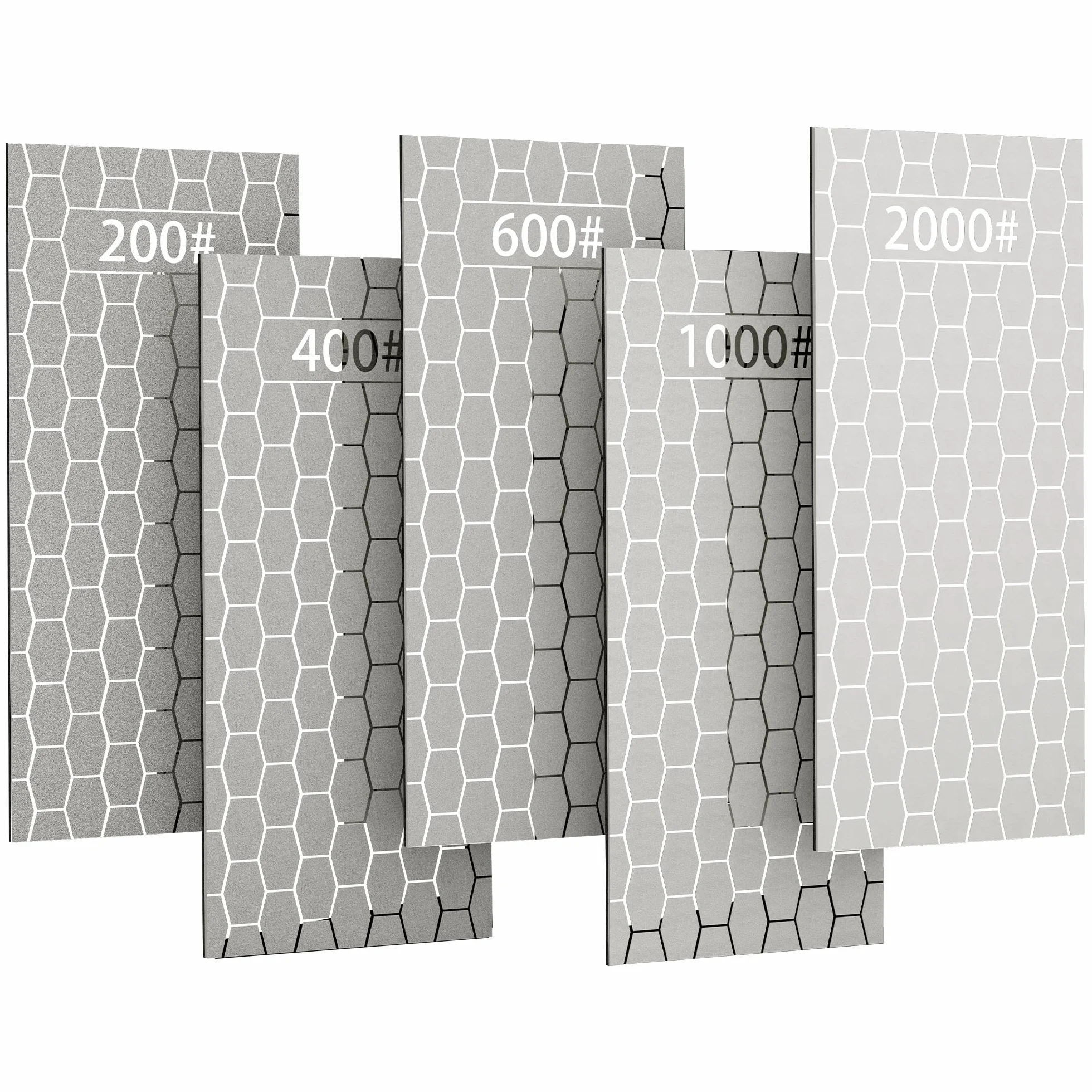 CWOVRS Diamentowe Kamienie Do Wyostrzania, 5 SZT. Diamentowe Płyty Do Wyostrzania Z Powierzchnią W Siatce Pszczelej, Gruba Do Bardzo Drobna, 200/400/600/1000/2000 Ziarnistość
