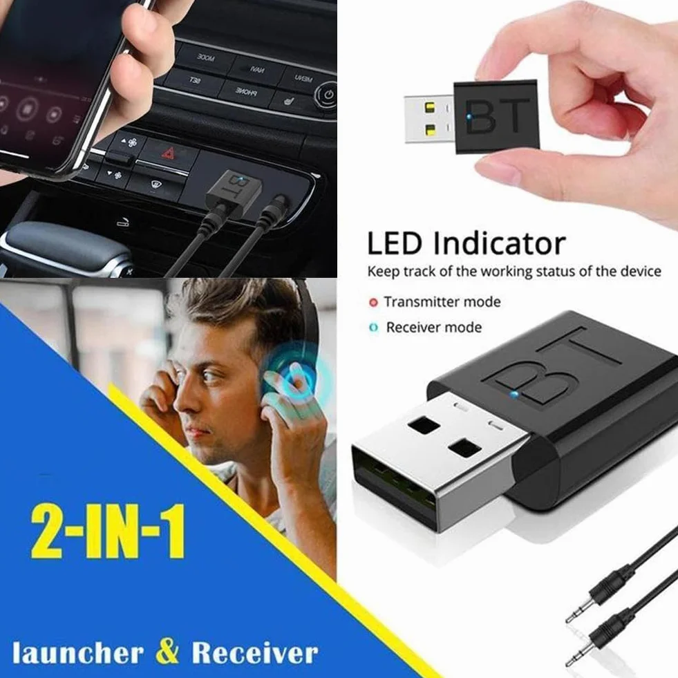 Odbiornik nadajnika USB Bluetooth 5.0 mini adapter audio samochód