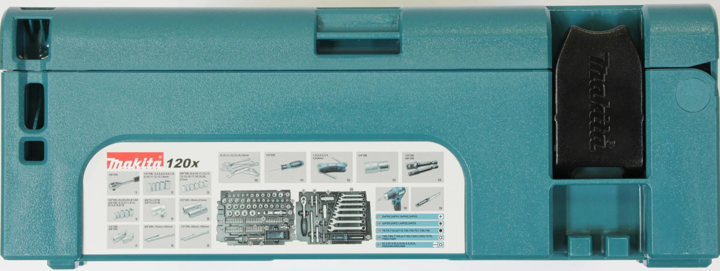 Makita Zestaw Narzędzi Ręcznych, Czarny/Niebieski, ‎39.5 x120 Elementów