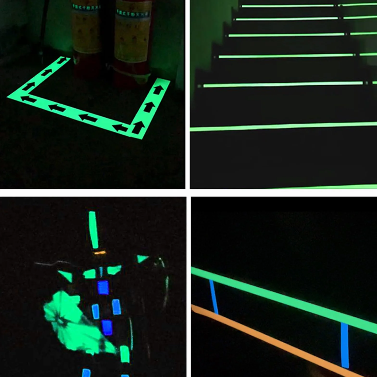 4 sztuki taśmy świetlnej, 5 m x 1 cm, taśma fluorescencyjna, wodoodporna taśma fluorescencyjna, usuwalna taśma świecąca w ciemności, wielobarwna taśma fluorescencyjna
