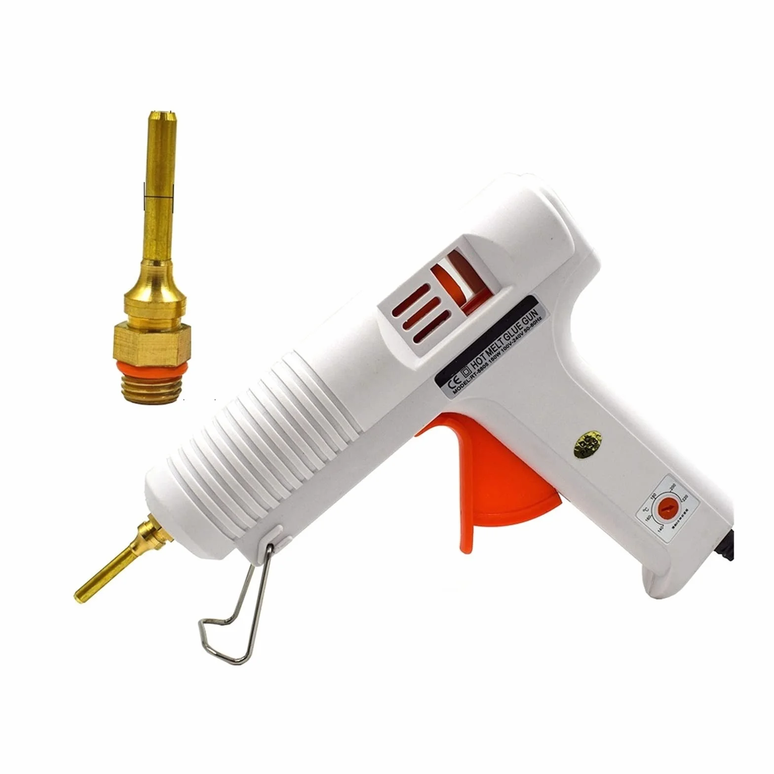 Pistolet do klejenia na gorąco 150 W z regulowaną temperaturą i miedzianą dyszą, średnica 11 mm, idealny do majsterkowania i naprawy, narzędzie do szybkiego nagrzewania