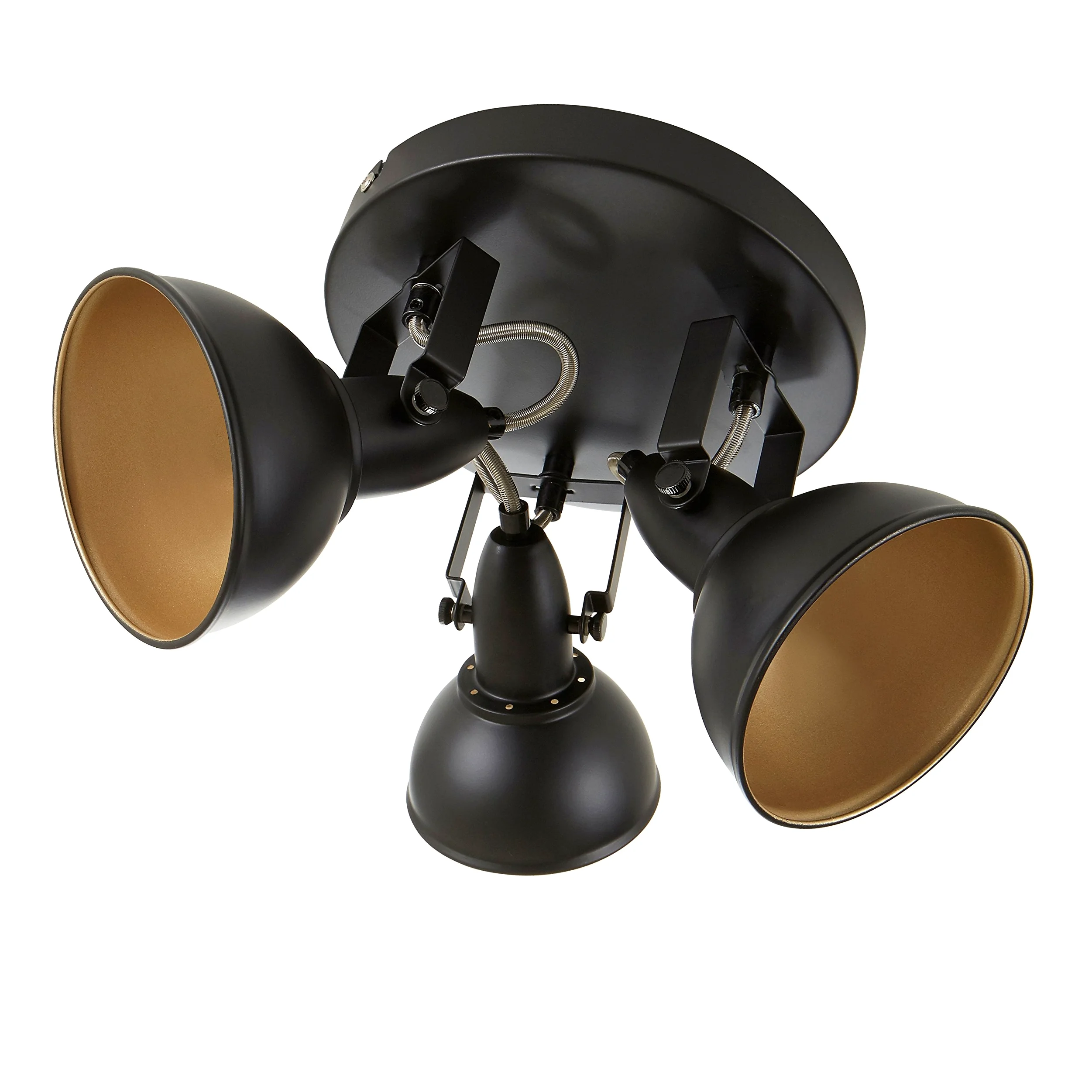 Briloner Leuchten lampa sufitowa, Rondell z 3 obrotowymi i wychylnymi punktami w stylu retro/vintage, 40 W, średnica 21 cm, metal E14, czarno-złoty 21 x 21 x 15,6 cm