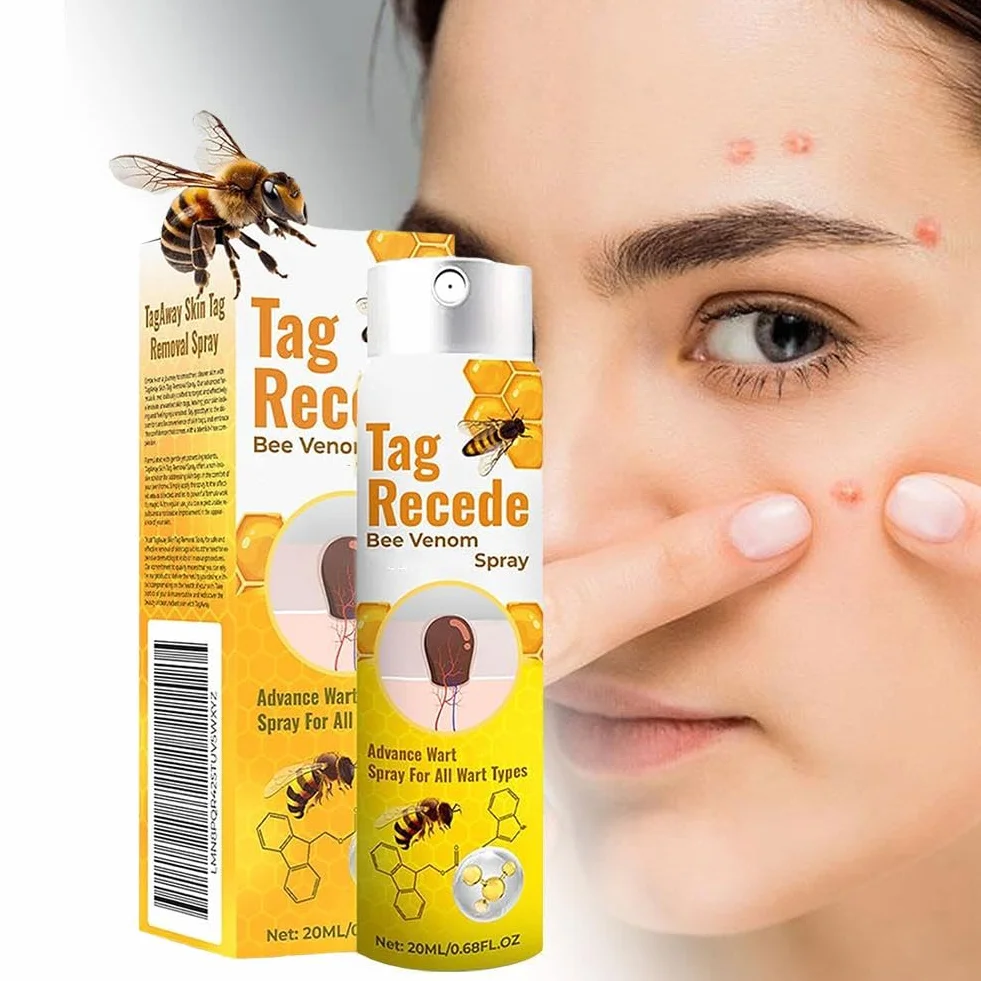 Tag Recede Bee Venom, spray do usuwania brodawek i znaczników jadu pszczół, spray do usuwania jadu pszczelego dla kobiet i mężczyzn, 20 ml/szt