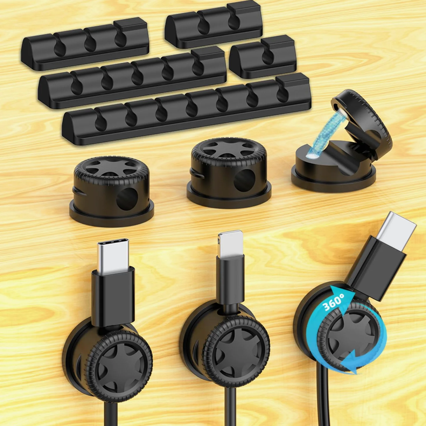 11 szt. organizer na kabel do zarządzania kablami, magnetyczne klipsy do kabli, samoprzylepny uchwyt na drut, pod biurkiem, na stolik nocny, biurko, USB, ścianę, samochód, biuro, miejsce pracy