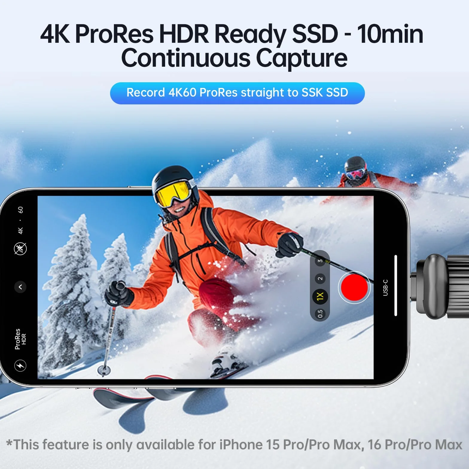 SSK Pamięć USB C SSD 1TB 2000MB/s USB3.2 Gen2x2 przenośny zewnętrzny dysk SSD Flash Thumb Drive kompatybilny z Android Mac Laptop iPhone 15/16 4K
