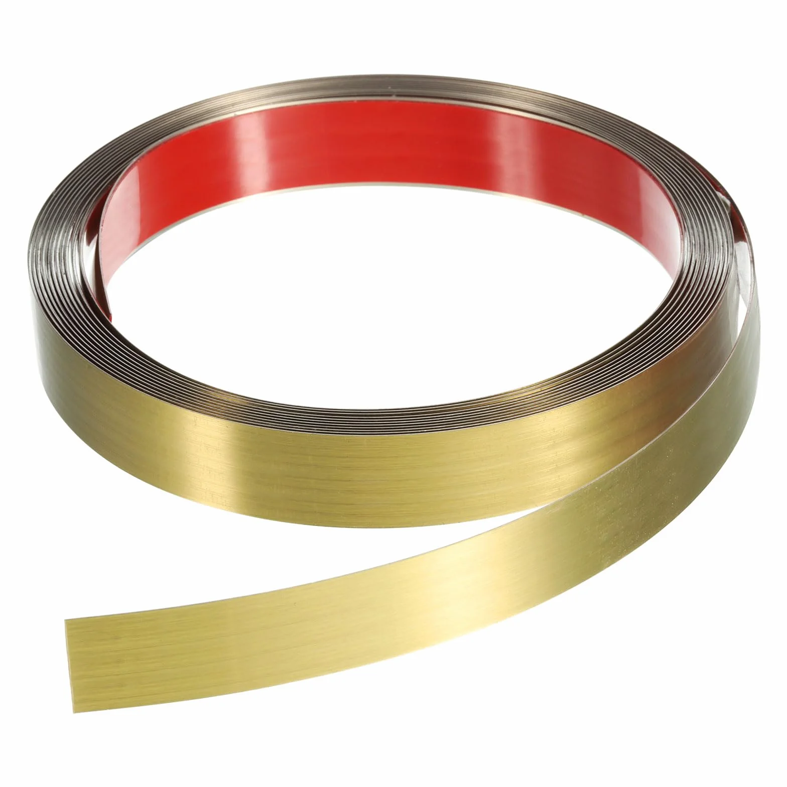 QUARKZMAN Samoprzylepne listwy ozdobne 5 m x 20 mm, listwy ścienne do przyklejania i mocowania ramy, listwa ze stali nierdzewnej ze szczotkowanym wykończeniem, na ścianę, sufit, podłogę, szafę (złota)