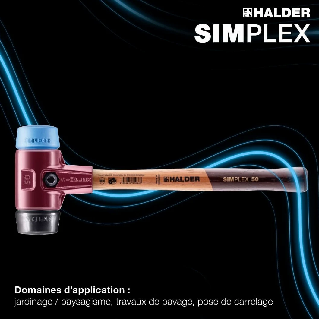 Simplex 3012.080 miękki młotek TPE-Soft/Guma; z obudową z żeliwa ciągliwego i wysokiej jakości drewnianym uchwytem, średnica = 80 mm, 3012.080