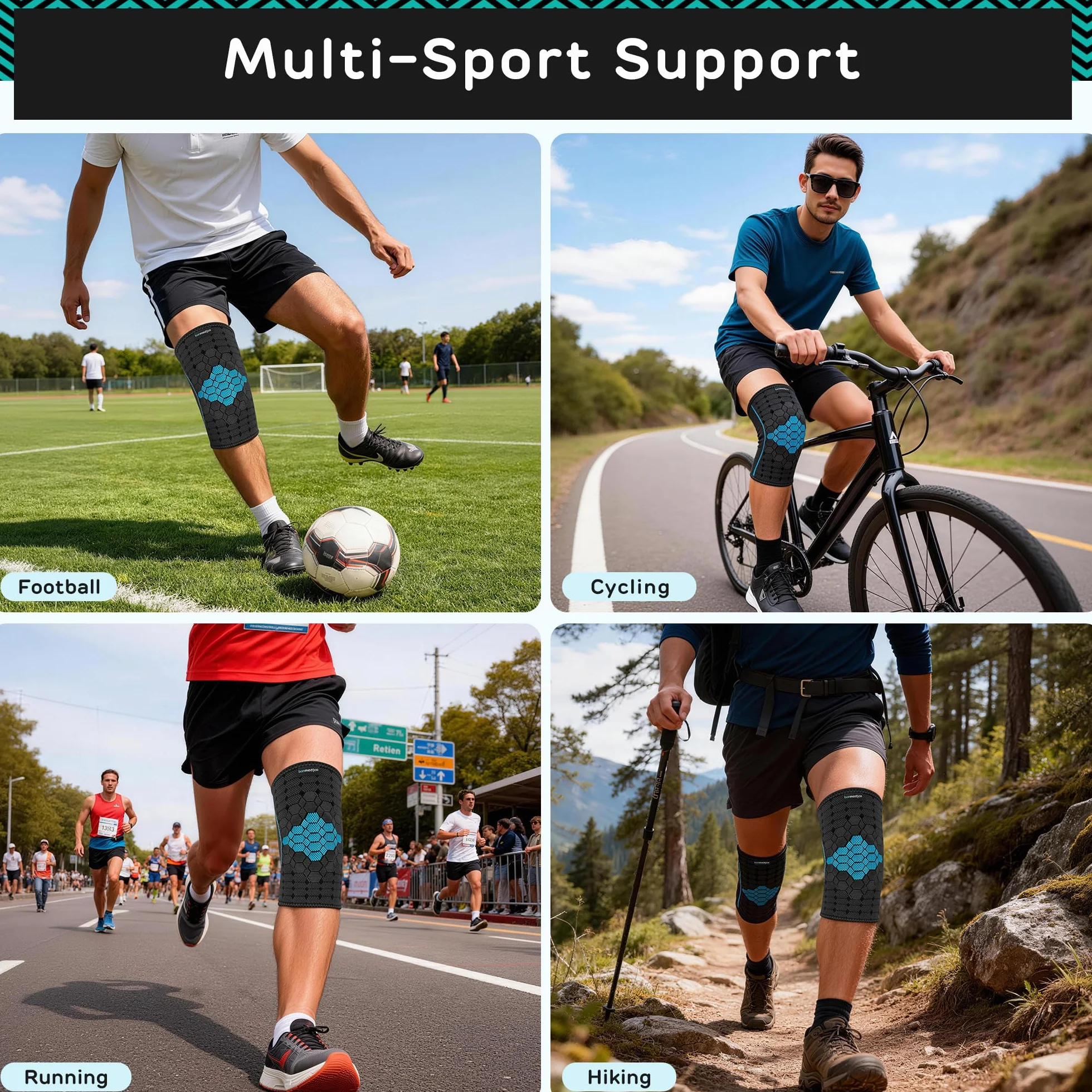 bonmedico Ortopedyczny bandaż na kolano z meniskiem dla kobiet i mężczyzn – bandaż na kolano lewe/prawe – sport siłowy, fitness, sport, artroza, na co dzień – prezenty wellness dla mężczyzn i kobiet