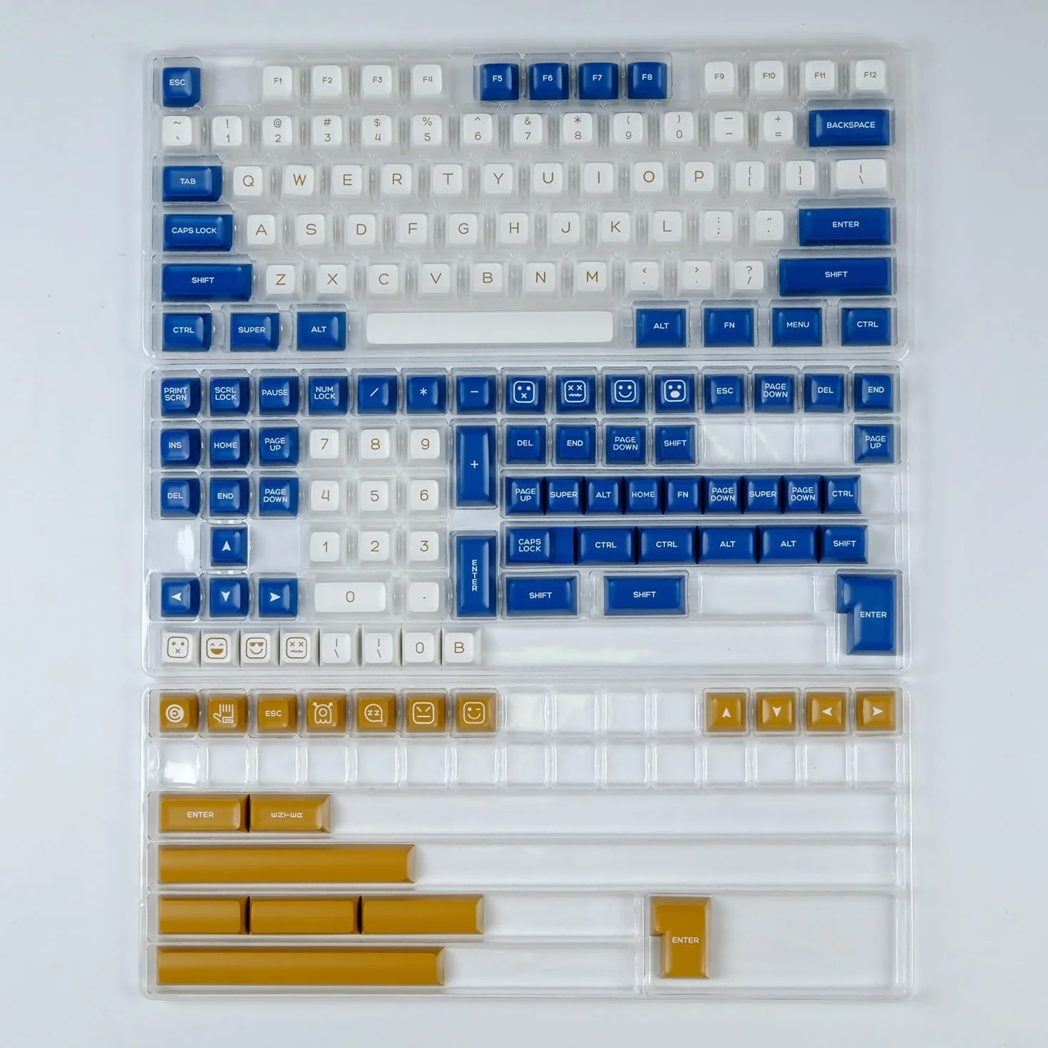 Two-color Keycaps, 160 Keys/ABS/SA Profile/Doubleshot Keycap For MX Switch Custom Mechanical Keyboard (Color : Blue+White)