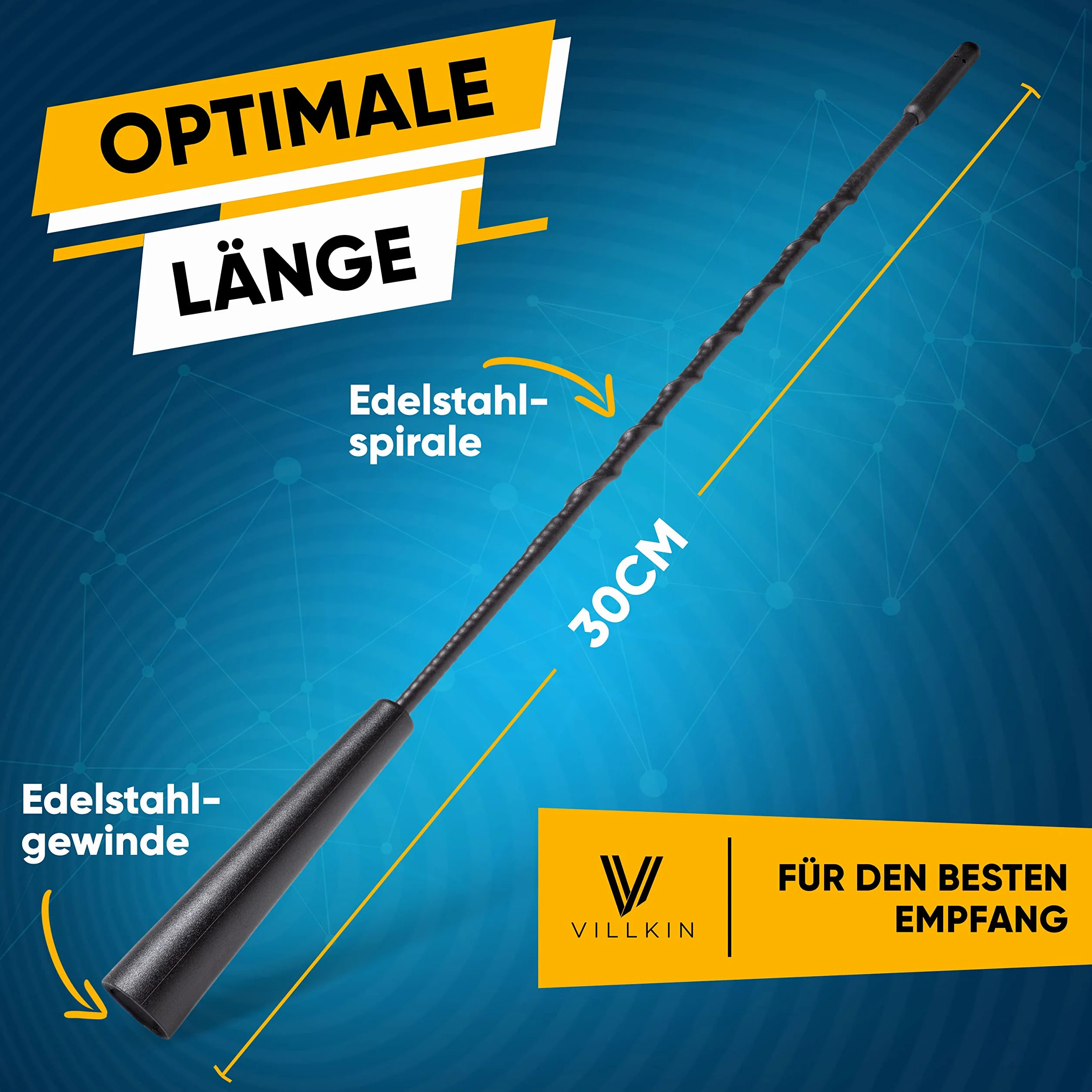 Villkin Antena samochodowa 30 cm AM/FM M4 M5 M6 czarna 1 sztuka