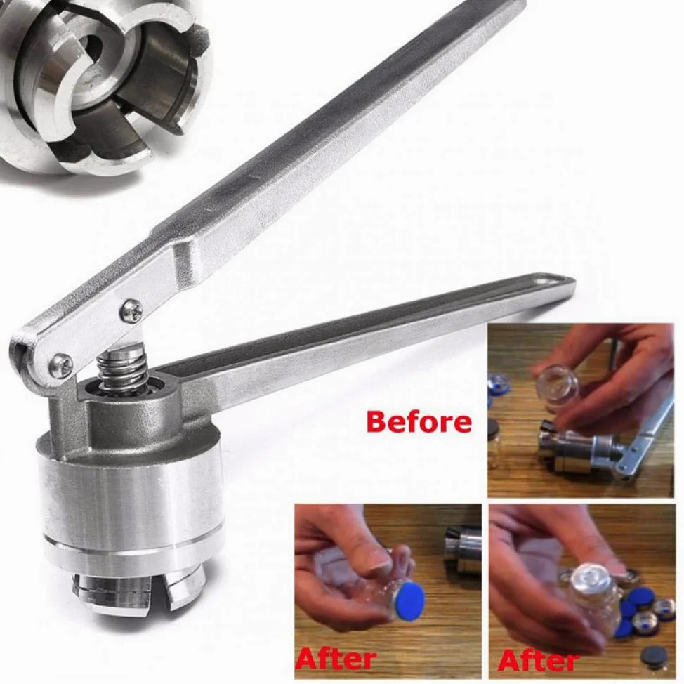 1 sztuka ręczna uszczelka Vial Crimper ze stali nierdzewnej do zaciskania 20 mm Flip Off Cap Otle Clamp-szczypce zamykające